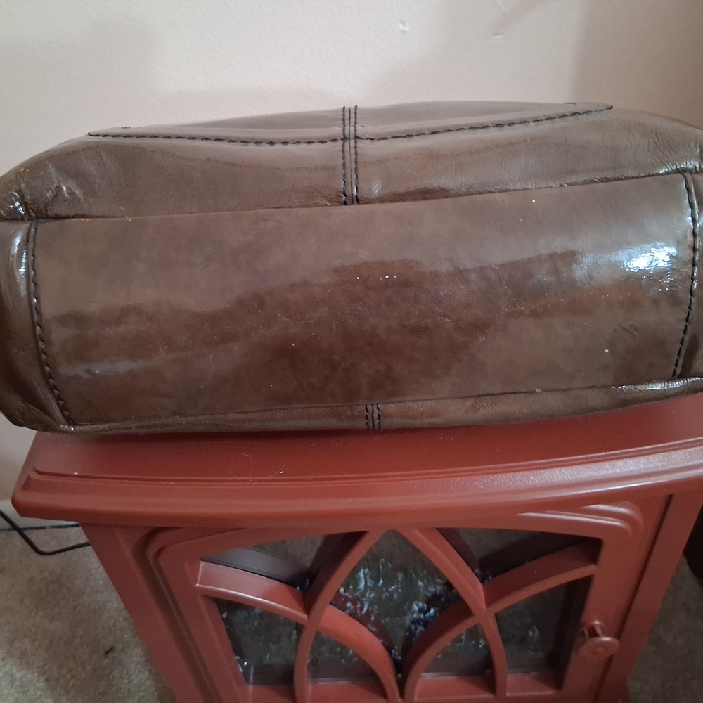 Vintage Brighton Shiny Brown Tote with Silver Accents - Picture 6 of 13